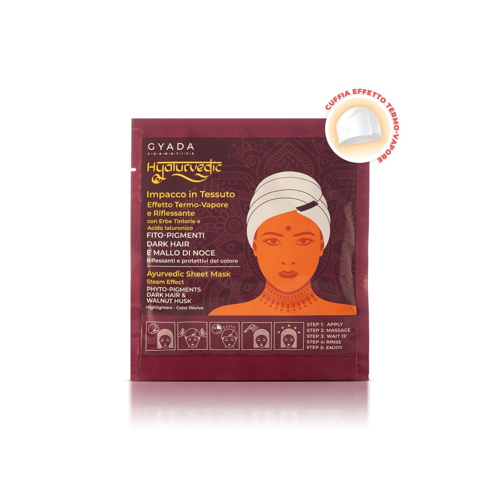 Hyalurvedic Maschera Capelli in Tessuto Riflessante - Dark Hair - Yumibio Espana