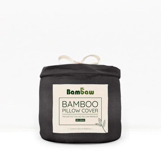 Par de fundas de almohada de seda vegana de bambú antracita - Yumibio Espana